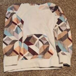 Hooey Geometric Pattern Kids Sweatshirt - White, Brown, Blue